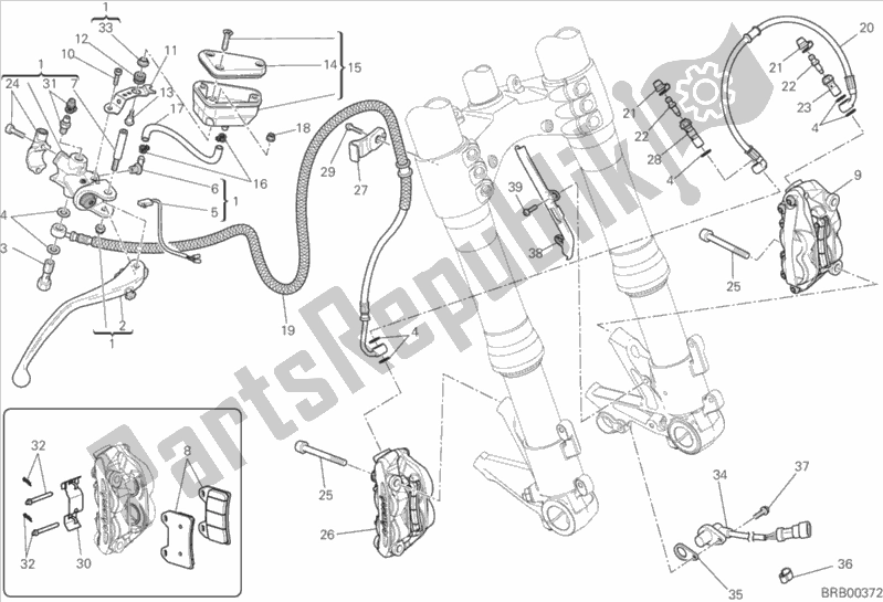 All parts for the Front Brake System of the Ducati Streetfighter 848 USA 2015
